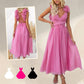 Luxe Lady Floral Ruffle Detail Rücken Schnürung Elastische Taille Maxi Kleid