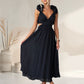 Luxe Lady Floral Ruffle Detail Rücken Schnürung Elastische Taille Maxi Kleid