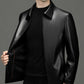 Klassische PU-Lederjacke mit Frontreißverschluss für Herren
