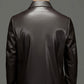 Klassische PU-Lederjacke mit Frontreißverschluss für Herren