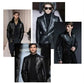 Klassische PU-Lederjacke mit Frontreißverschluss für Herren