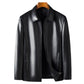 Klassische PU-Lederjacke mit Frontreißverschluss für Herren