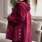 Damen Oversized Kapuzen Corduroy Knopf-down Shacket
