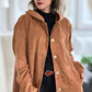 Damen Oversized Kapuzen Corduroy Knopf-down Shacket