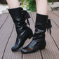 🔥50% Rabatt!🔥Damenstiefel mit Schnürung und klobigem Absatz bis zur Wadenmitte