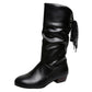 🔥50% Rabatt!🔥Damenstiefel mit Schnürung und klobigem Absatz bis zur Wadenmitte