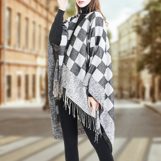 Eleganter Poncho mit Fransen und Schal für Frauen🌟50% Rabatt❄️