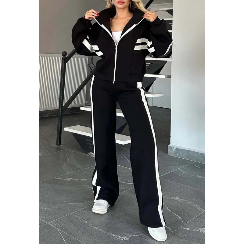 💖Limited Sale 50% OFF💖Women's Striped Zipper Jacket & Casual Pants 2-Piece Set