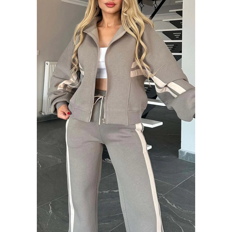 💖Limited Sale 50% OFF💖Women's Striped Zipper Jacket & Casual Pants 2-Piece Set