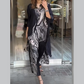 Zweiteiliges Set aus fließendem Hemdblusenkleid für Damen