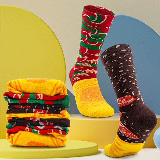 🎄Weihnachten Promotion 50% OFF🎅✨3 Paare Weihnachten Kreative Lässige Atmungsaktive Hamburger Socken