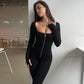 💖Schmal geschnittener, langärmliger Jumpsuit mit Reißverschluss
