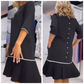 🔥🎉Heißer Verkauf 50% Rabatt🥰👗Damen-Kleid mit Rundhalsausschnitt, Knopfleiste auf der Rückseite und Falten🌸✨