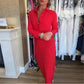 💥56% RABATT!! 🌹Sexy rotes langärmliges Reverskleid für Damen