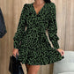 💖Begrenzter Verkauf 49 % RABATT💖Wickelkleid mit V-Ausschnitt und Bindeband im Leopardenmuster