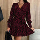 💖Begrenzter Verkauf 49 % RABATT💖Wickelkleid mit V-Ausschnitt und Bindeband im Leopardenmuster
