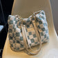 Damenmode Plüsch Plaid Umhängetasche Tasche