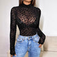 Sexy Mesh Lace Floral Long Sleeve Bodysuit für Frauen