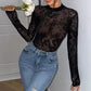 Sexy Mesh Lace Floral Long Sleeve Bodysuit für Frauen