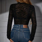Sexy Mesh Lace Floral Long Sleeve Bodysuit für Frauen