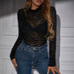 Sexy Mesh Lace Floral Long Sleeve Bodysuit für Frauen