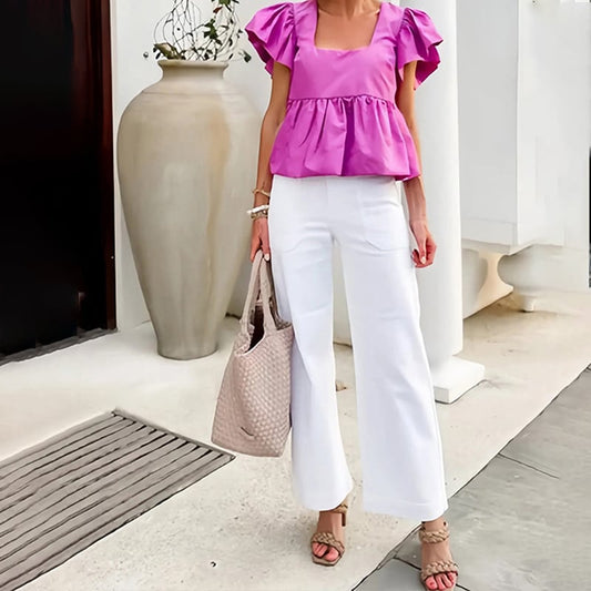 Stretch Twill Hose mit weitem Bein👖