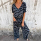✨Was soll ich morgen anziehen?✨ Zweiteiliges Set aus Oberteil und Hose mit V-Ausschnitt und Zebra-Print für Damen