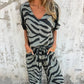 ✨Was soll ich morgen anziehen?✨ Zweiteiliges Set aus Oberteil und Hose mit V-Ausschnitt und Zebra-Print für Damen