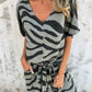 ✨Was soll ich morgen anziehen?✨ Zweiteiliges Set aus Oberteil und Hose mit V-Ausschnitt und Zebra-Print für Damen