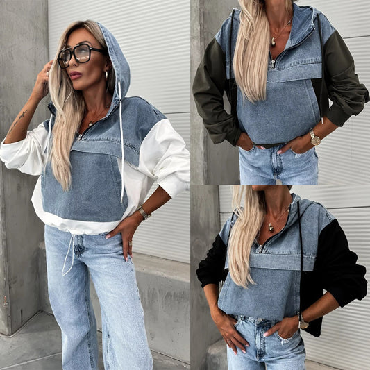 🔥HEISSER VERKAUF 48% - Damen-Jeansjacke mit Kapuze und Kordelzug