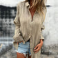 Damen Leinen Button-Down-Hemd in großen Größen