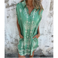 Locker sitzendes bedrucktes Kurzarmkleid mit Taschen