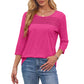 Lässiges T-Shirt mit 3/4-Ärmeln und Plissee-Detail für Damen