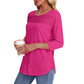 Lässiges T-Shirt mit 3/4-Ärmeln und Plissee-Detail für Damen