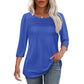 Lässiges T-Shirt mit 3/4-Ärmeln und Plissee-Detail für Damen