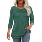 Lässiges T-Shirt mit 3/4-Ärmeln und Plissee-Detail für Damen