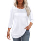 Lässiges T-Shirt mit 3/4-Ärmeln und Plissee-Detail für Damen