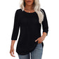 Lässiges T-Shirt mit 3/4-Ärmeln und Plissee-Detail für Damen