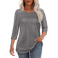 Lässiges T-Shirt mit 3/4-Ärmeln und Plissee-Detail für Damen