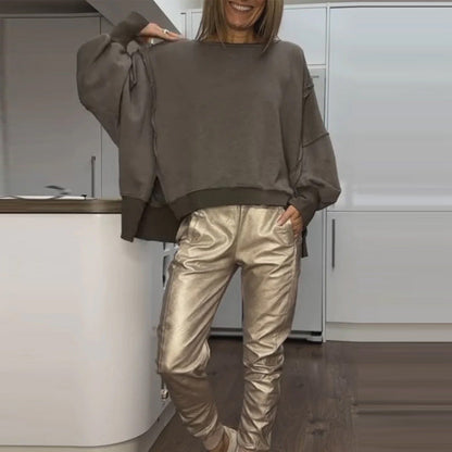 2-teiliges Outfit für Damen: Set aus übergroßem Sweatshirt und Jogginghose