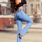 High-Waist-Schlagjeans aus Stretch