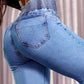 High-Waist-Schlagjeans aus Stretch