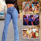 High-Waist-Schlagjeans aus Stretch