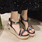 Boho-Keilsandalen für Frauen mit spitzen Zehen