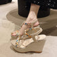 Boho-Keilsandalen für Frauen mit spitzen Zehen