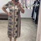 Lässiges, bedrucktes Rundhals-Kurzarmkleid für Damen
