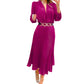 Neue Frauen Europäische und Amerikanische Solide Farbe Plus Size Plissiertes Langes Kleid