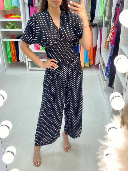 🌷49% OFF💙 - Polka Dot Printed Elastic Waist Jumpsuit