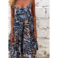 Leopardenmuster Spaghetti-Maxikleid