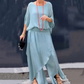 2-teiliges Set aus Chiffon mit lockerem Oberteil und weiten Schlitzhosen